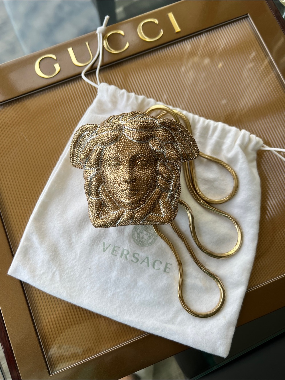 Versace Gold Medusa Mini Bag with Chain